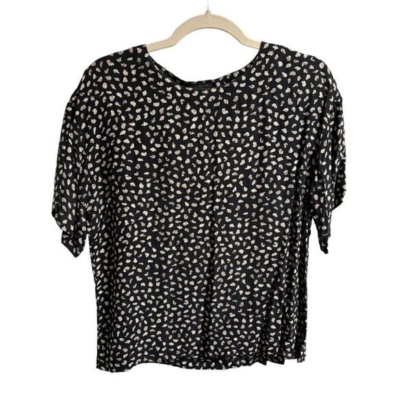 VTG TAPESTRY DESIGNS Short Sleeve Seashell Print Boxy Blouse in Black SZ 8 - Picture 9 of 9